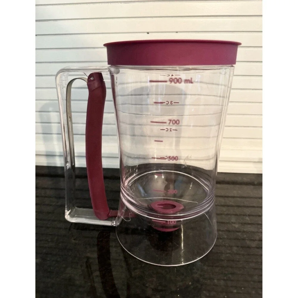 Pancake Batter Dispenser – 4-Cup Batter Dispenser with Squeeze Handle & Measurin